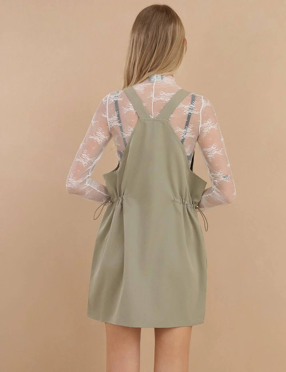 Zipper Solid Color Sleeveless Mini Dress