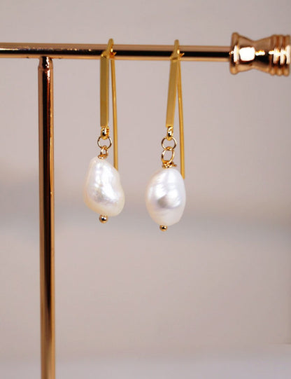 Pearl Pendant Elegant Long Earrings