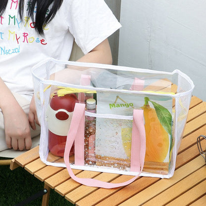 Multicolor Clear PVC Nylon Large Capacity Zip Tote Bag