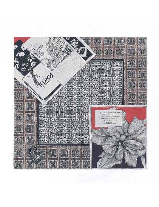 Vintage Floral Check Square Scarf