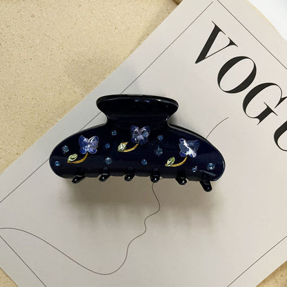 Elegant Rhinestone Flower Acetate Hair Claw