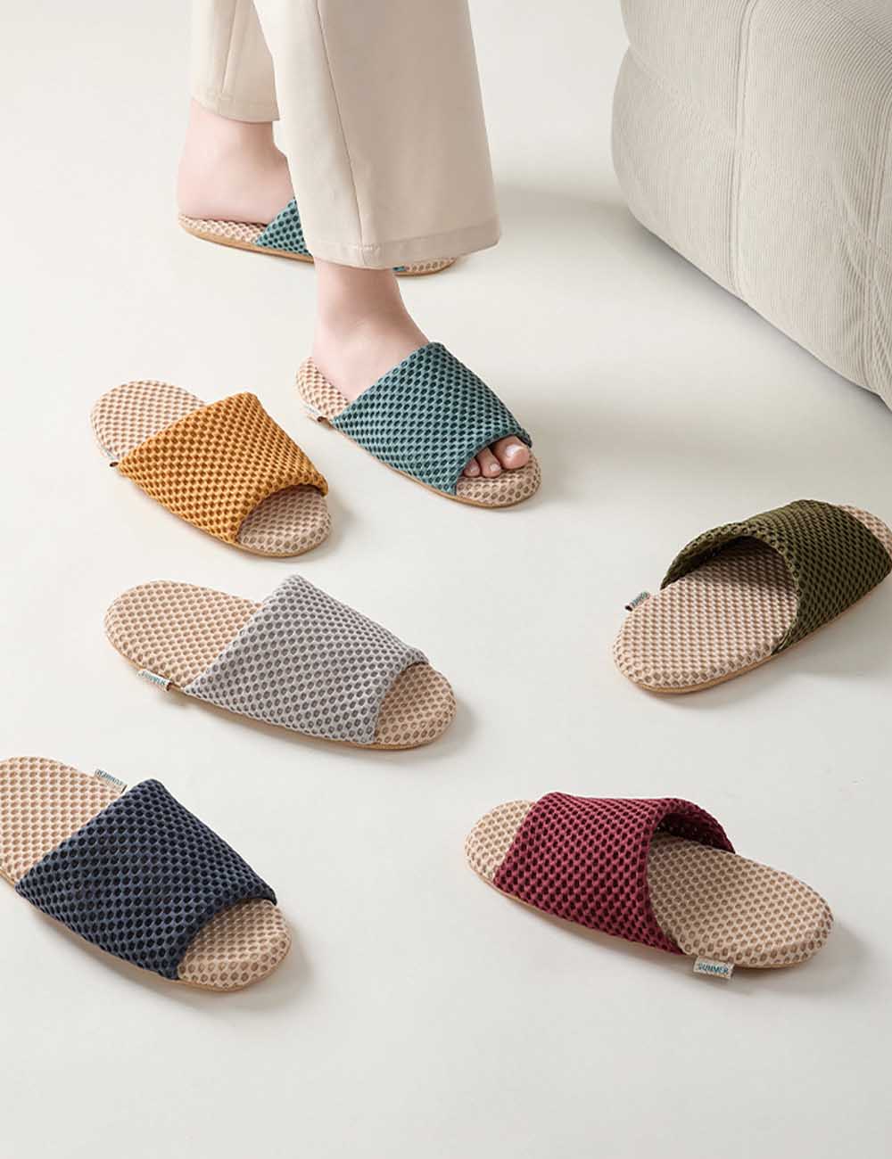 Simple Soft Mesh Breathable Home Slippers
