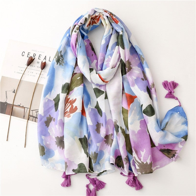 Colorful Cotton Linen Vacation Beach Scarf