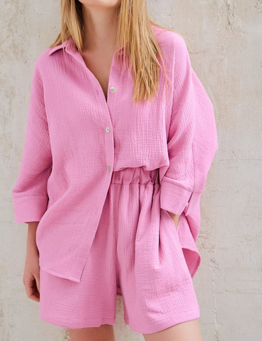 Solid Color Casual Sleepwear Sets