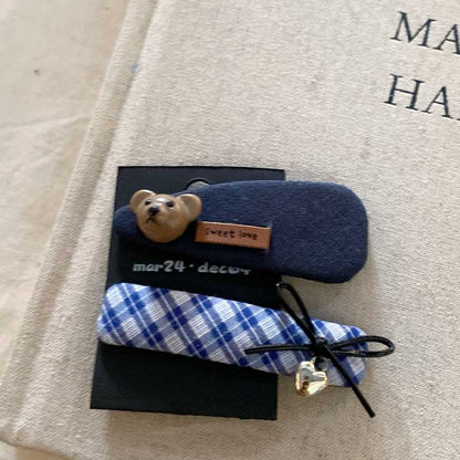 Sweet Bow Knot Bear Hair Clips Set