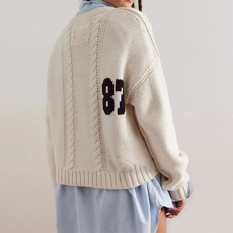 Casual Color Block Round Neck Knited Top