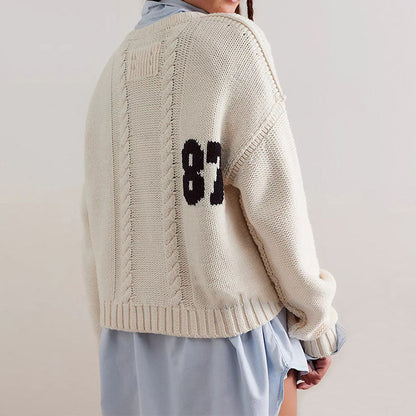 Casual Color Block Round Neck Knited Top