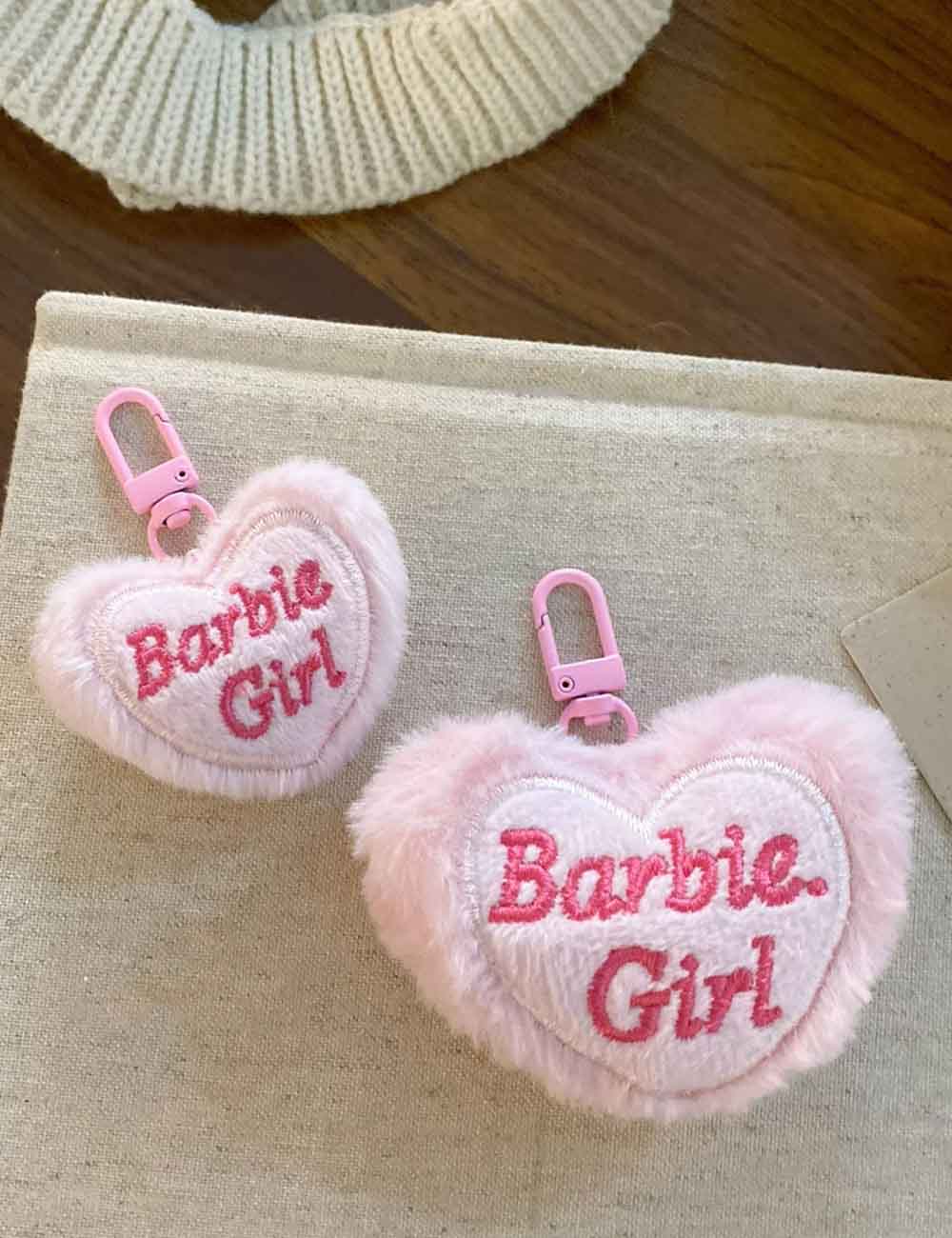 Cute Letter Embroidery Fluffy Heart Bag Charms