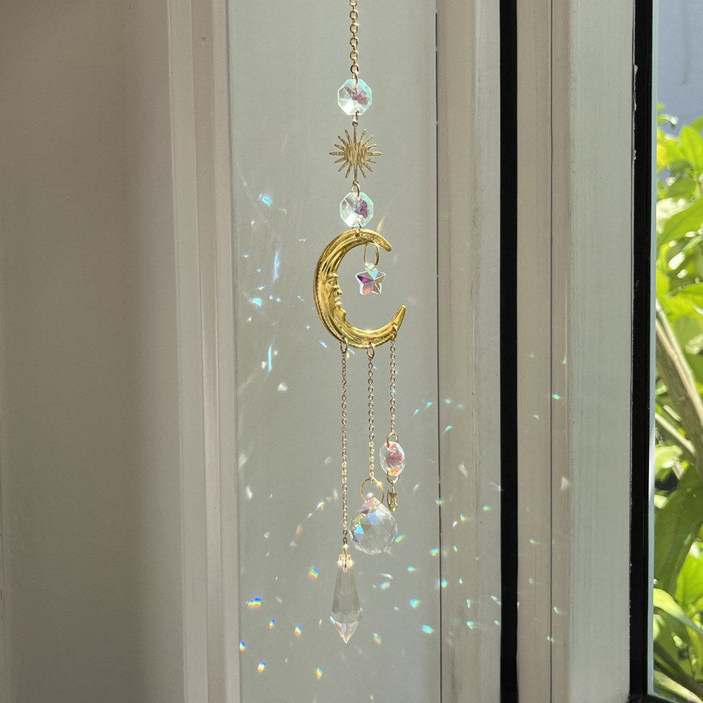 Metal Sum Moon Crystal Home Hangings