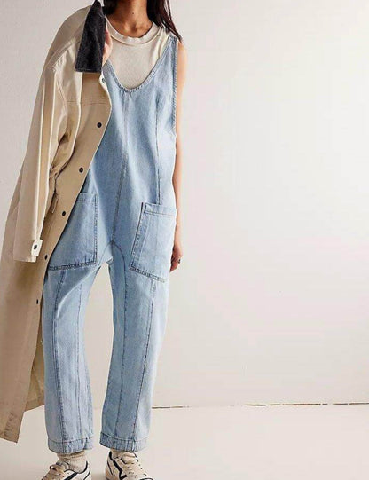 Vintage Pocket Loose Demin Jumpsuit