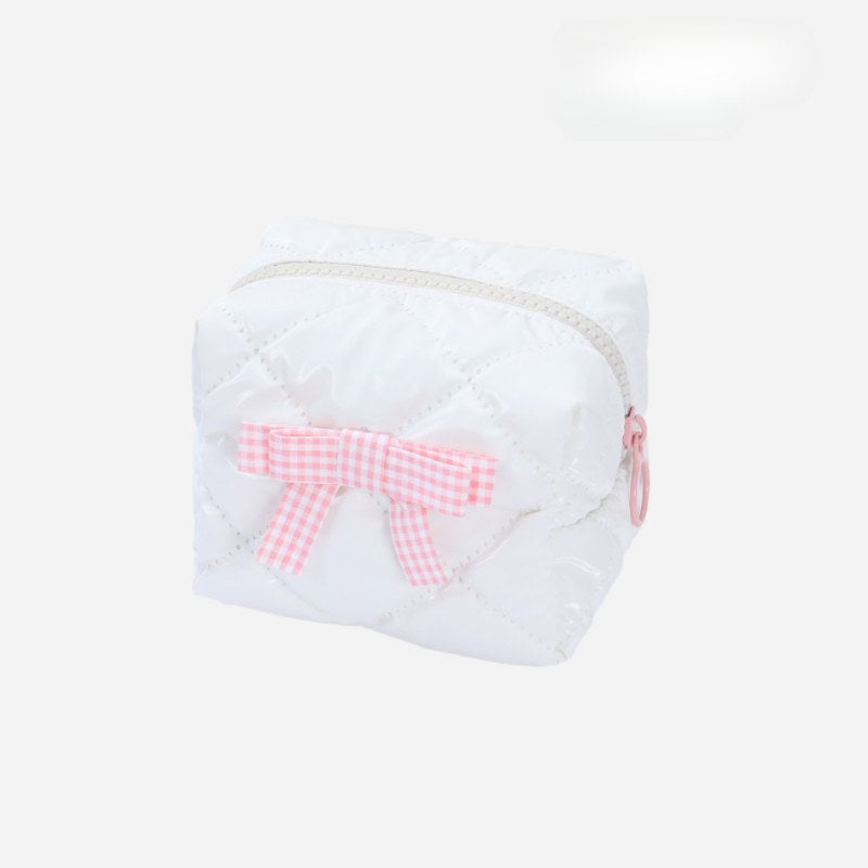 Candy Color Bow Decor Makeup Bag