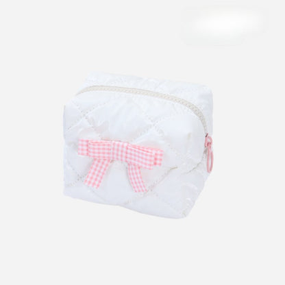 Candy Color Bow Decor Makeup Bag