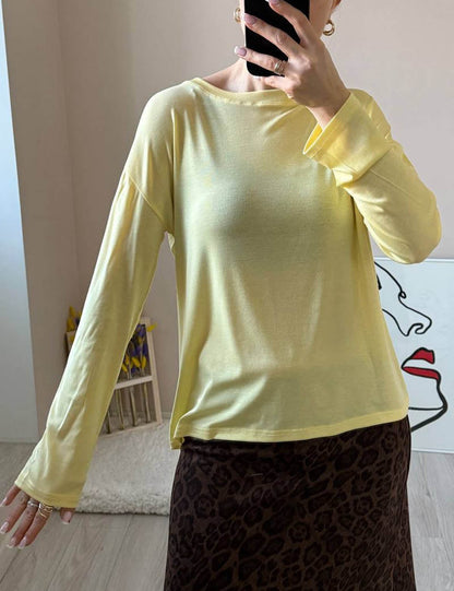 Sexy Sheer Round Neck Long Sleeve Top