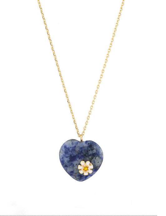 Trendy Heart Pendant Enamel Chain Necklace