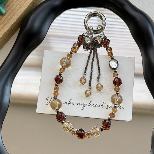 Rhinestone Bow Tassel Crystal Beaded Phone Chain