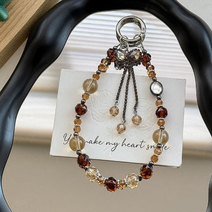 Rhinestone Bow Tassel Crystal Beaded Phone Chain