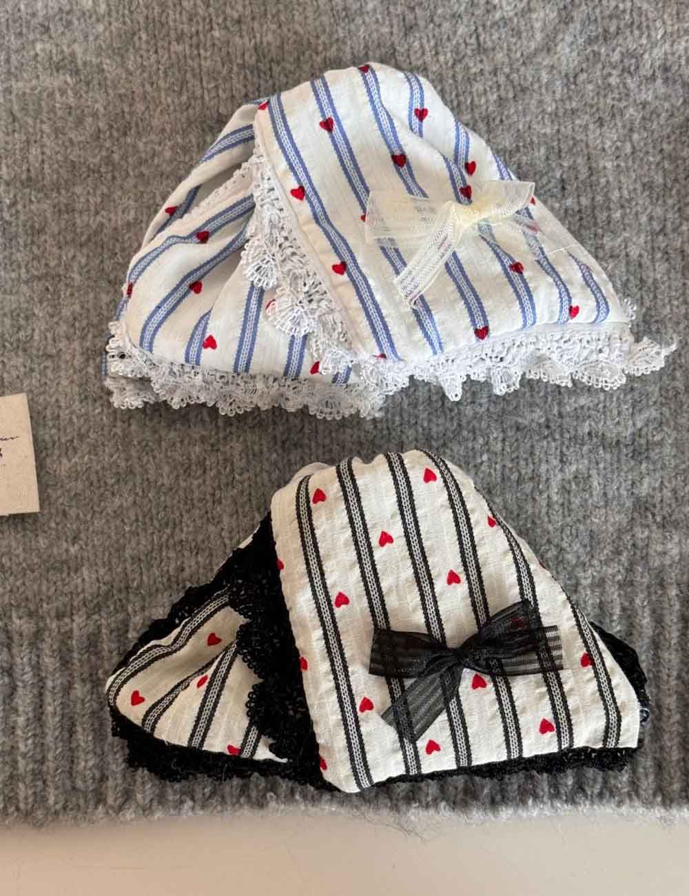 Striped Heart Print Bow Knot Hair Claw