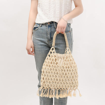 Tassel Wooden Handbag Bead Beach Bag