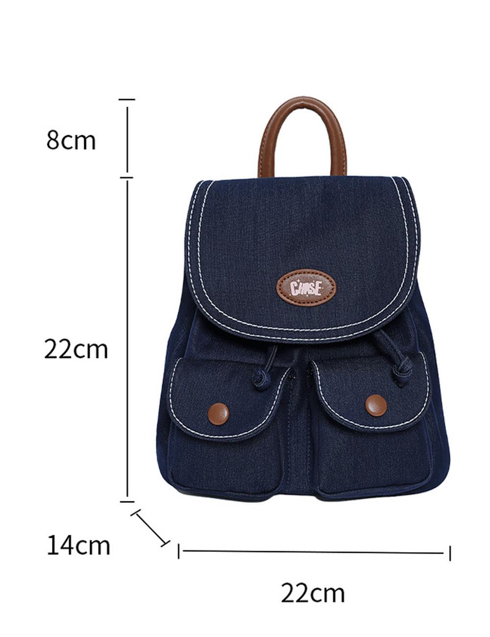 Cute Solid Color Denim Mini Backpack