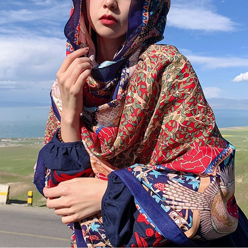 Ethnic Style Sun Protection Cotton And Linen Shawl Scarf
