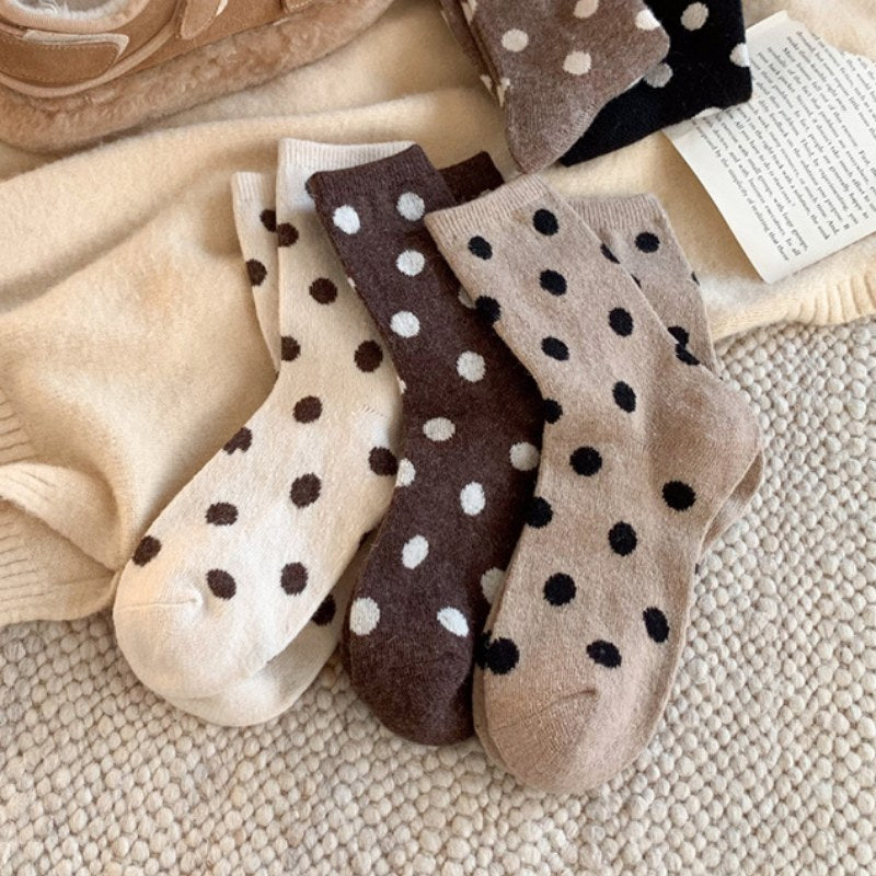 Color Block Thicken  Polka Dot Socks