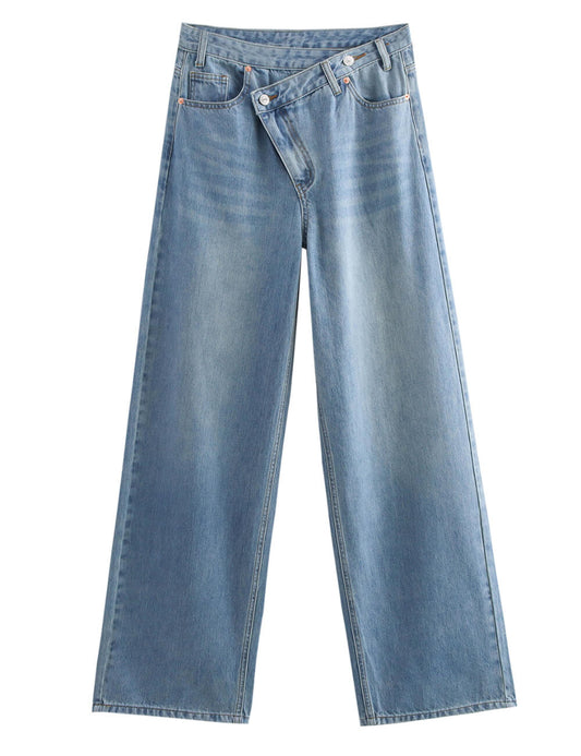 Vintage Solid Color Distressed Wide Leg Pants