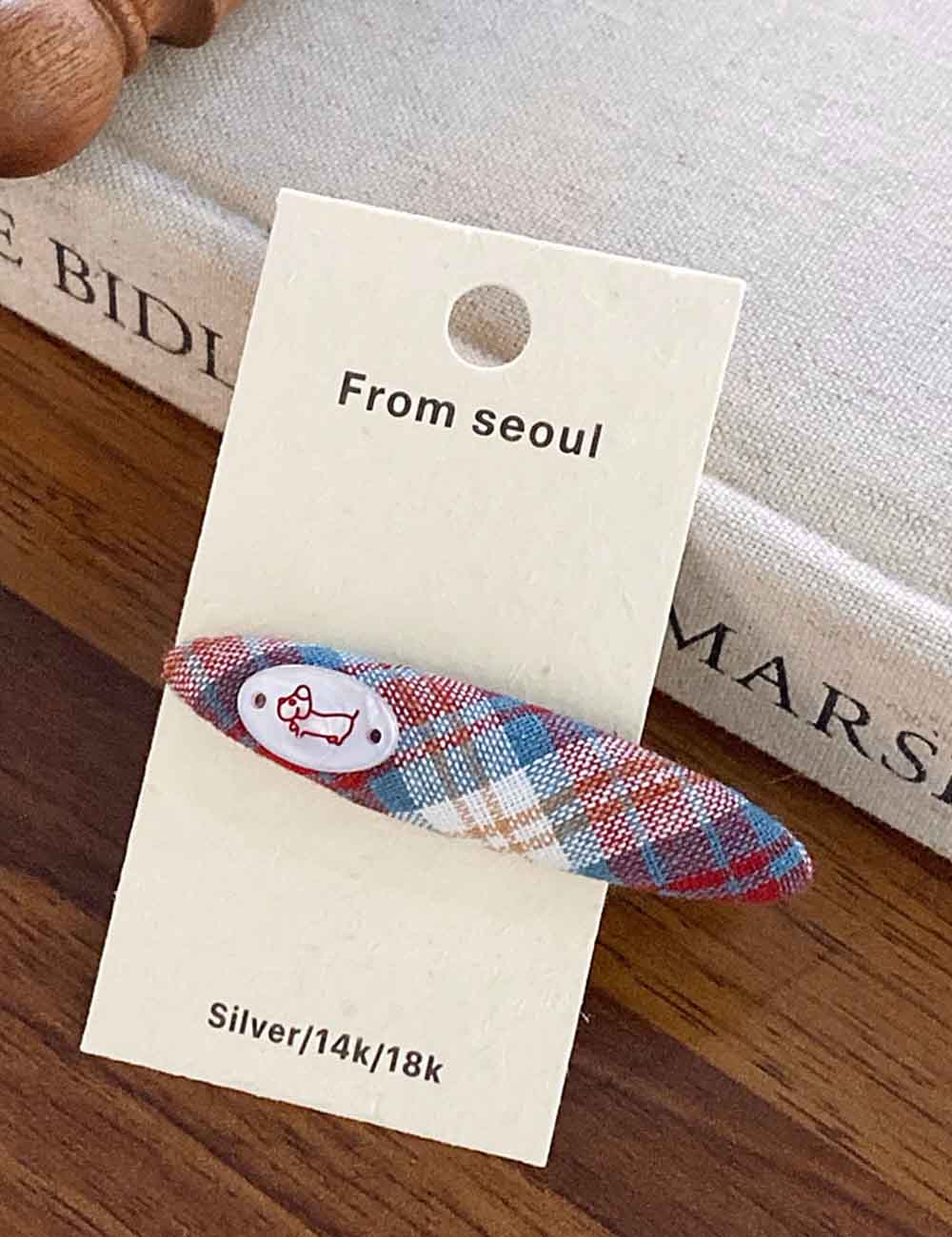 Cute Love Heart Plaid Hair Clips