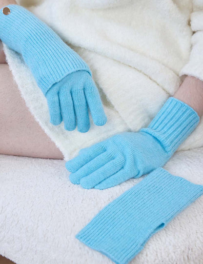 Convertible Wool Solid Color Warm Knit Gloves