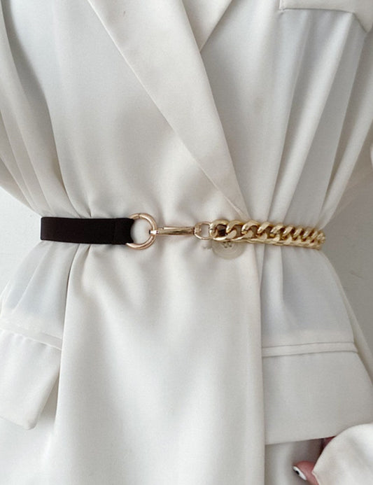 Chain Leather Splicing Simple Belt