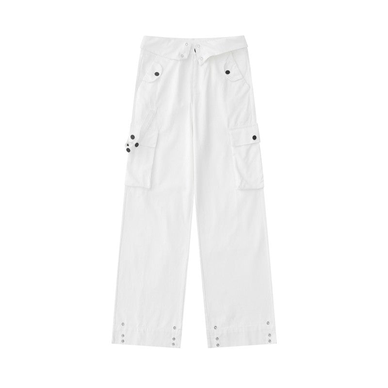 High Waist Cotton Cargo Pants Cleanfit