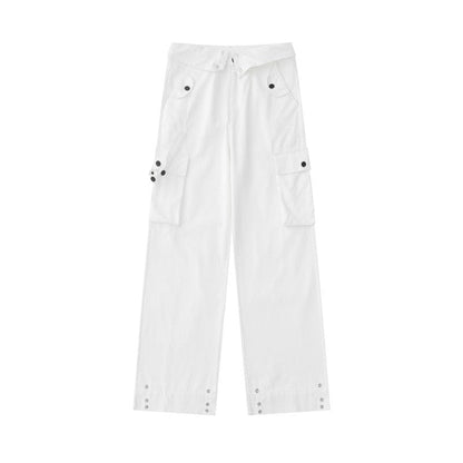 High Waist Cotton Cargo Pants Cleanfit