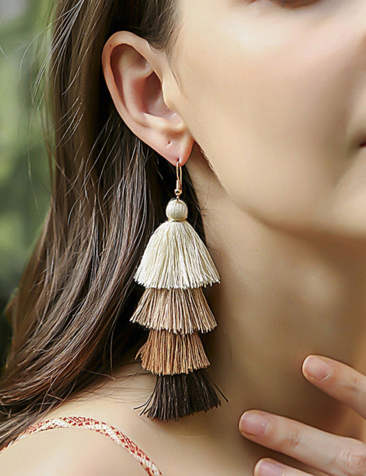 Vintage Gradient Color Tassel Elegant Earrings