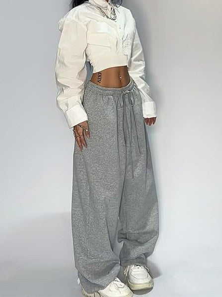 Straight Drawstring Loose Sports Pants
