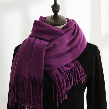 Solid Color Tasseled Imitated Cashmere Shawl Scarf