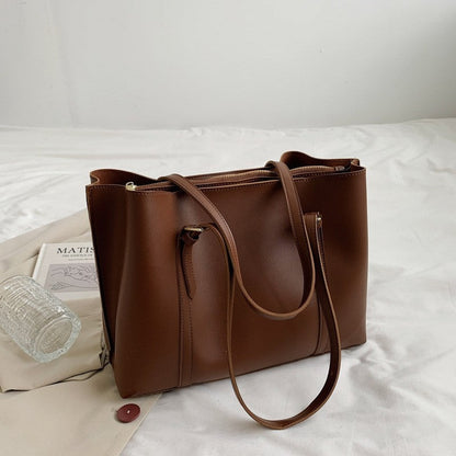 Large Capacity PU Leather Handbag Tote Shoulder Bag