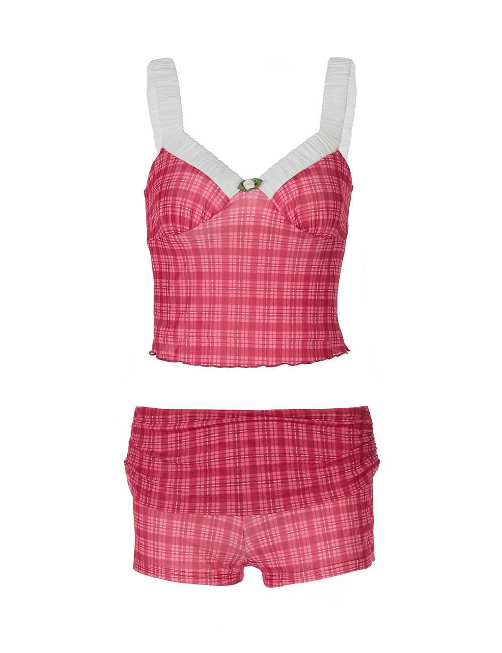 Color Block Pleated Sleeveless Vest Shorts Set