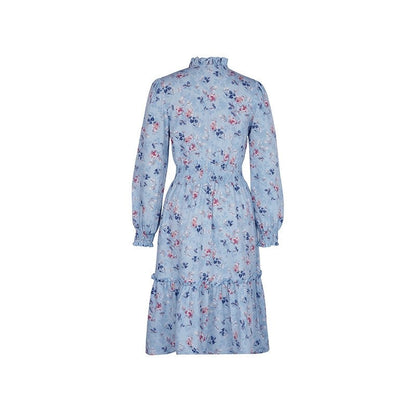Long Sleeves V-Neck Floral Printed A-Line Dress