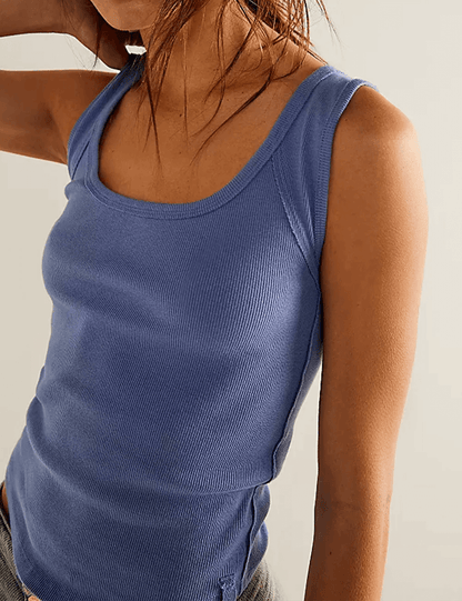 Square Neck Solid Color Tank Top
