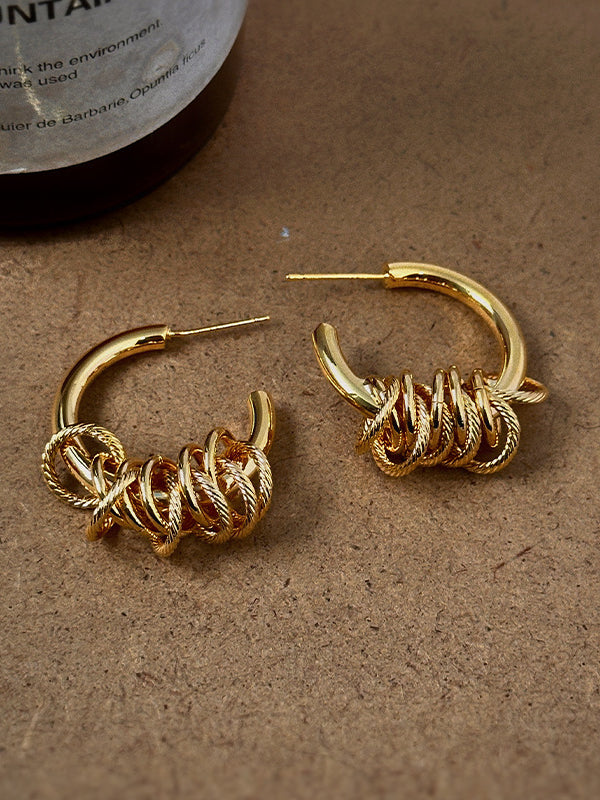 Simple C Circle Crossover Earrings