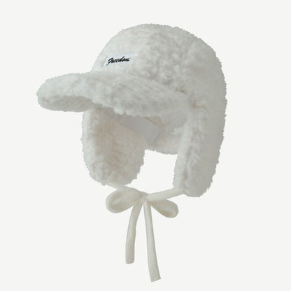 Solid Color Teddy Fleece Padded Warm Hat