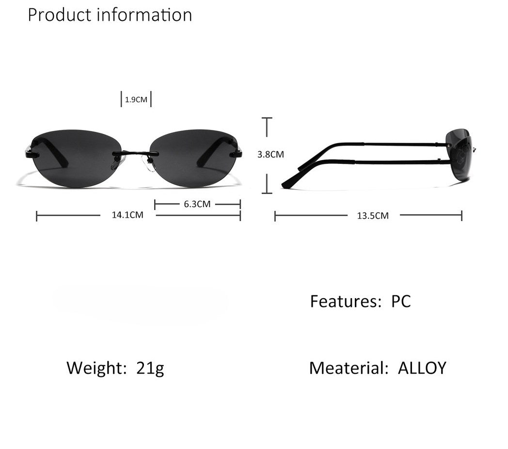 Rimless Retro Metal Minimalist Sunglasses