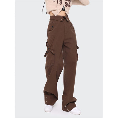 High Waist Cotton Cargo Pants Cleanfit