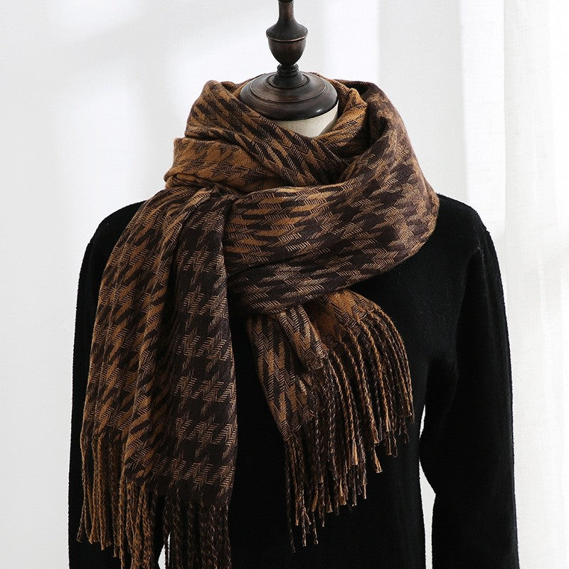 Thickened Imitated Cashmere Plaid Print Shawl Scarf