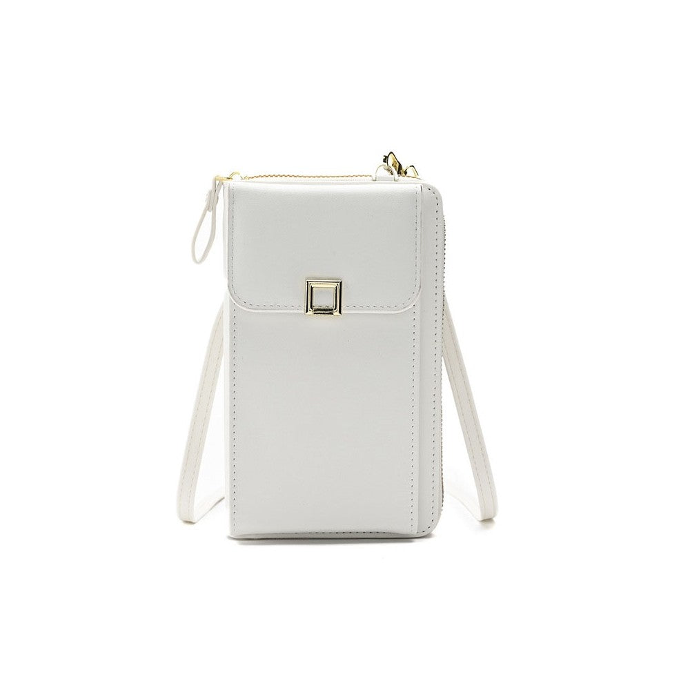 Solid Color PU Leather Multifunctional Purse Mobile Phone One Shoulder Crossbody Bag