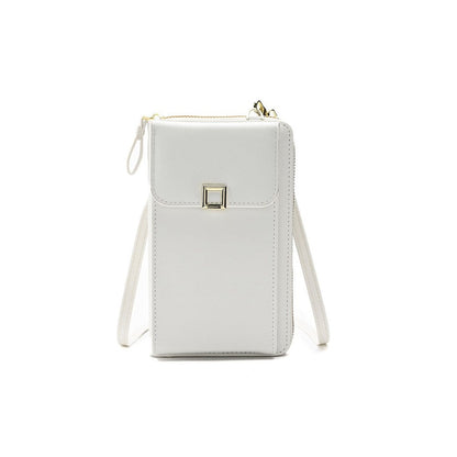 Solid Color PU Leather Multifunctional Purse Mobile Phone One Shoulder Crossbody Bag