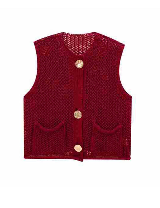 Trendy Round Neck Sleeveless Knit Top