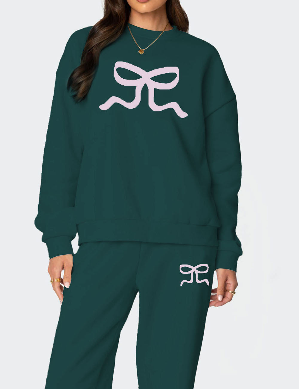 Casual Long Sleeve Thickened Sweatshirt Pants Set