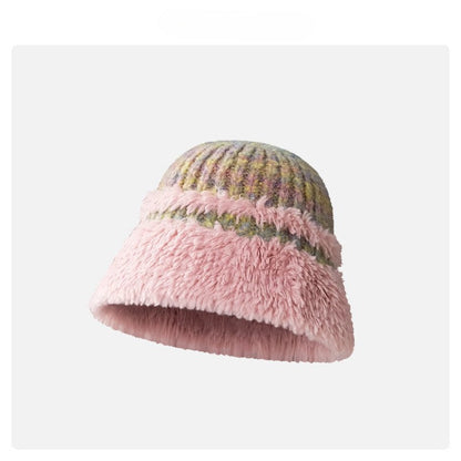 Colorful Striped Simple Plushed Bucket Hat