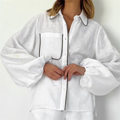 Monochrome Long Sleeve Shirt And Shorts Set