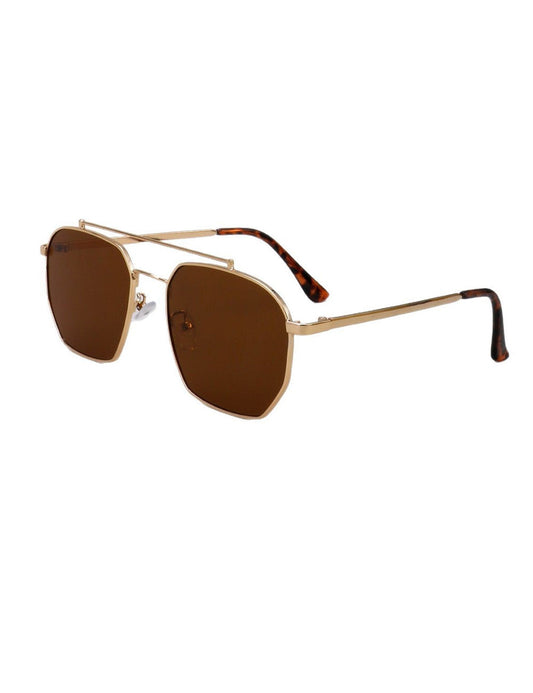 Vintage Double Bridge Square Metal Sunglasses